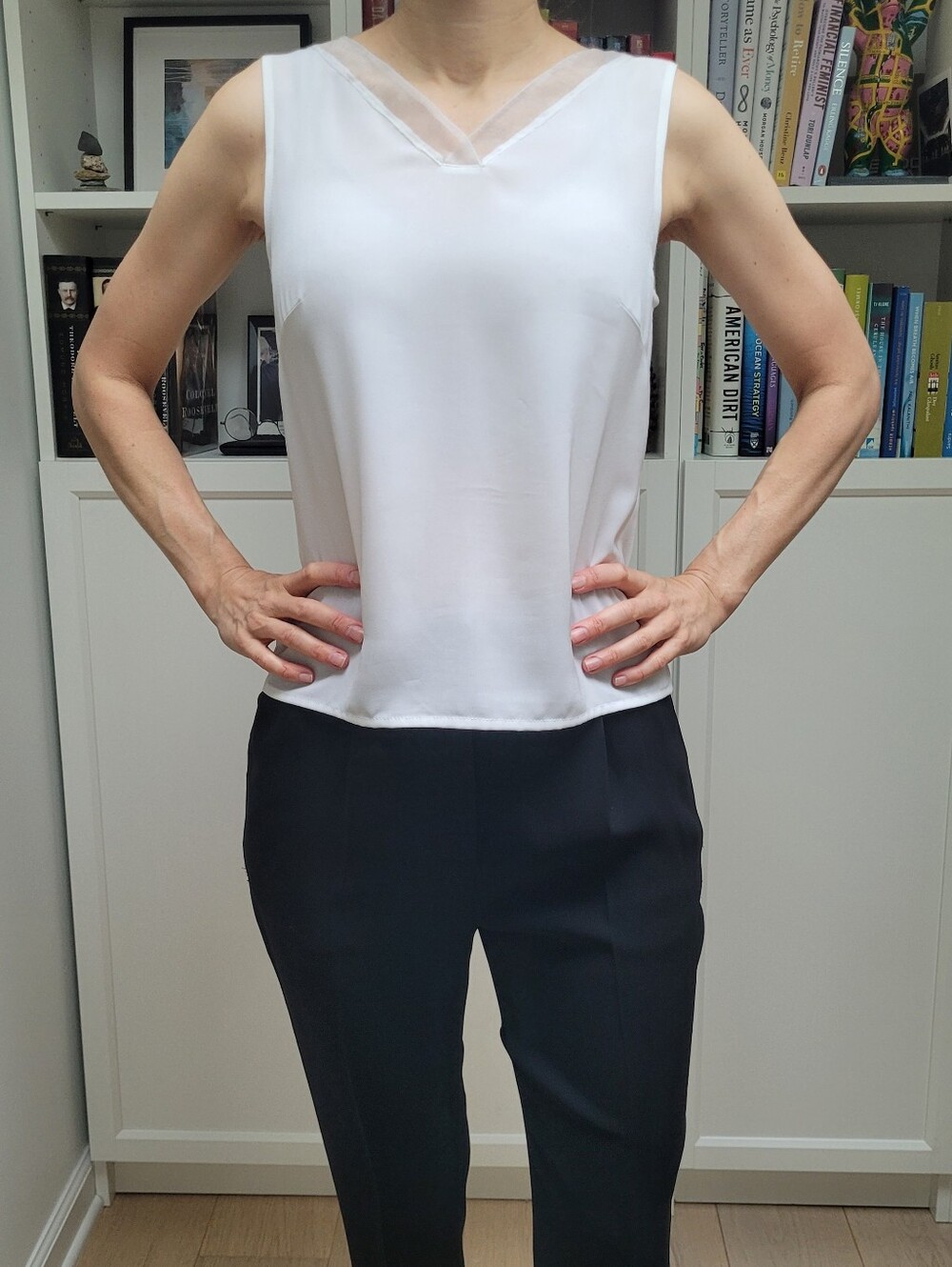 Sleeveless V-Neck Blouse - White